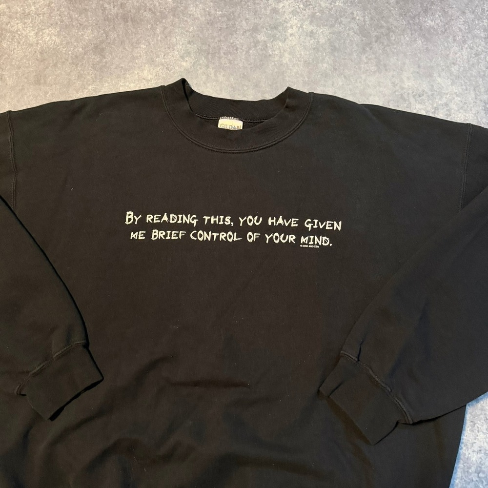 Vintage Funny Graphic Sweatshirt Black Crewneck Mens XL Humor Quote